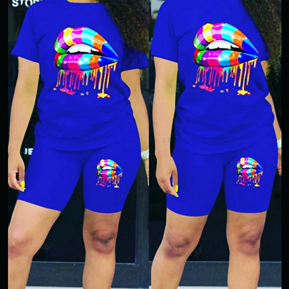 Blue Lips Short Set